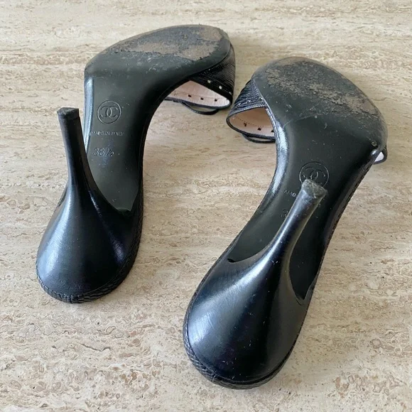 Vintage Chanel CC Bow Sandal Mule Heels - Picture 8 of 8